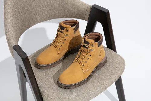 Vista 8 de Jousen Botas casuales para hombre, botas chukka con cremallera a la moda, amarillo (8118-yellow)