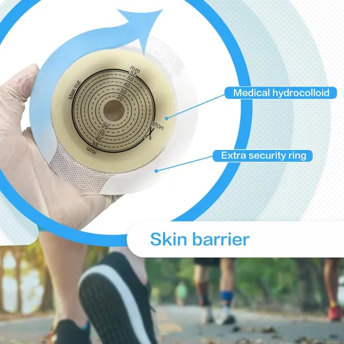 Vista 4 de 15 bolsas de colostomía, suministros de colostomía, bolsa de ostomía drenable de dos piezas con cierre, suministros de ostomía de corte máximo