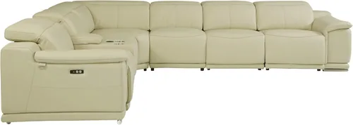 Vista 408 de BlackJack Furniture Venice - Sofá modular de cuero italiano de grano superior de 5 piezas con 3 reclinables eléctricos, reposacabezas ajustable