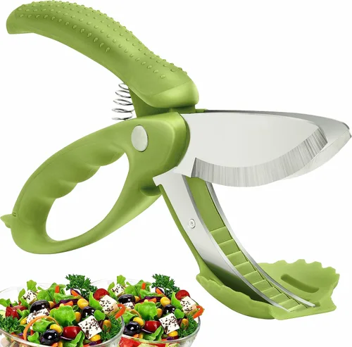 Vista 7 de Tijeras de ensalada mejoradas para lanzar y picar ensalada, tijeras de ensalada de cocina de alta resistencia, multifunción, herramienta de corte