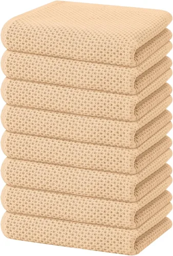 Vista 395 de Homaxy Paños de cocina de 100% algodón con tejido de gofre, ultra suaves, absorbentes, de secado rápido, 12 x 12 pulgadas, paquete de 6, amarillo
