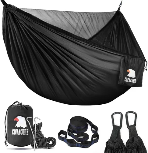 Covacure Hamaca de Camping - Hamaca Doble con Capacidad de 772 libras con Correas para Árboles, Equipo de Supervivencia al Aire Libre de Nylon de