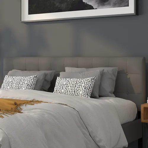 Vista 13 de Flash Furniture Bedford - Cabecero de cama doble tapizado con ribete de uñas en tela beige