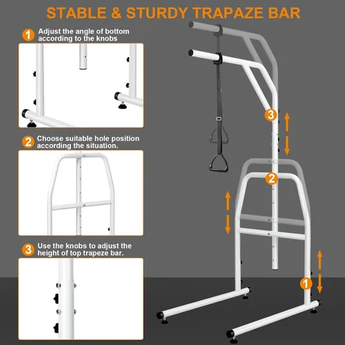 Vista 7 de Barra de trapecio para movilidad de cama, barra de asistencia de dominadas resistente con soporte de suelo, barra trapecio ajustable de altura de 5