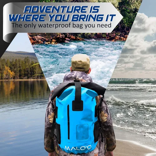 Vista 3 de Malo'o Dry Pack impermeable resistente mochila – bolsa seca enrollable (capacidad de 30 L)