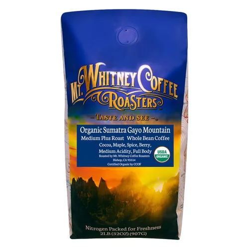 Vista 13 de Mt. Whitney Base Camp Blend - Café de grano entero tostado oscuro medio bajo en ácido, 12 onzas (paquete de 1)