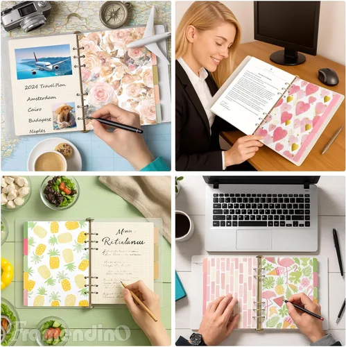 Vista 3 de Framendino, Paquete de 15 separadores de índice de carpeta, tamaño A5, tarjeta de indexación de papel insertable para cuadernos de 6 anillas, 3