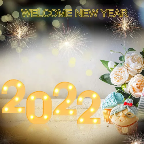 Vista 6 de Hortsun 10 letras decorativas con luz LED, letras de números de marquesina de plástico blanco para decoración nocturna, boda, fiesta, cumpleaños