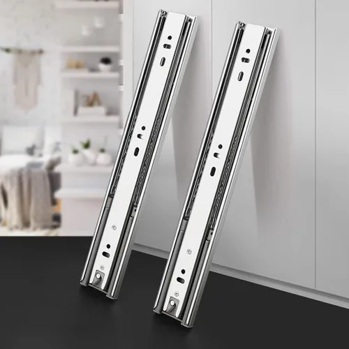 Vista 3 de Gobrico Hardware 14-pulgadas 24,9 kg de capacidad Hidráulico de cierre suave automontable Guías de cajones de extensión completa con rodamiento