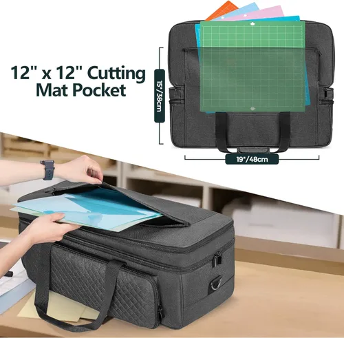 Vista 3 de LUXJA Estuche de transporte de doble capa compatible con máquina troqueladora Cricut, bolsa de 2 capas compatible con Cricut Explore Air (Air 2)
