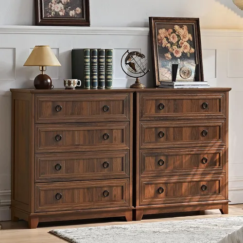 Vista 36 de Joaxswe Mesita de noche estilo granja de 18" con estación de carga, cómoda con mesa auxiliar de 2 cajones para dormitorio, mesita de noche de madera