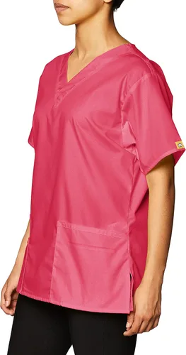 Vista 3 de Bata quirúrgica para mujer Wonderwink con 5 bolsillos y cuello en V