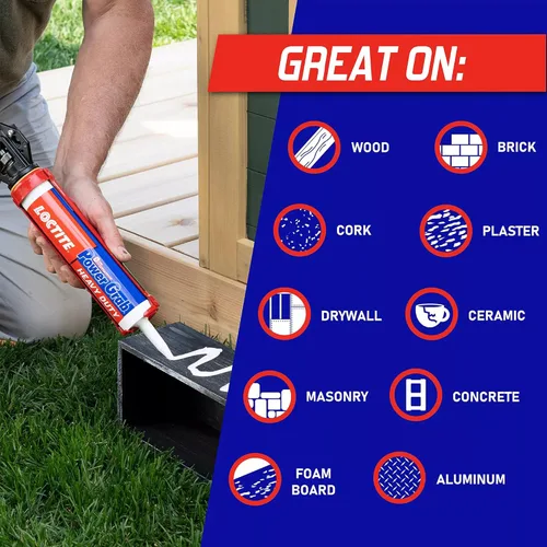 Vista 3 de Loctite Power Grab Express Adhesivo de Construcción para Trabajo Pesado, cartucho de 9 fl oz, 1 paquete - Pegamento de construcción versátil