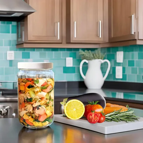 Vista 2 de JARMING COLLECTIONS Tarro de almacenamiento de vidrio de boca extra ancha de 32 onzas con tapa de plástico sin BPA – Tarro Mason hermético