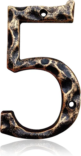 Vista 15 de Números y letras de casa de 5.5 pulgadas, número de dirección de casa de metal de hierro fundido altamente visible para buzón de oficina de calle