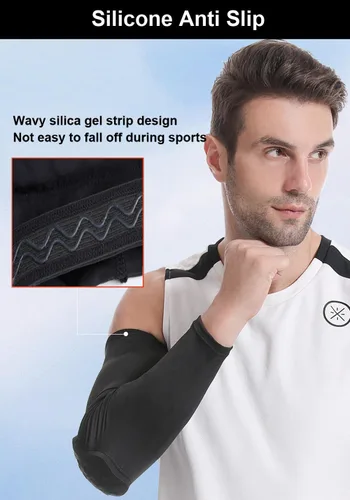 Vista 4 de Paquete de 2 mangas de brazo para baloncesto, mangas de brazo para fútbol americano, mangas de brazo para voleibol, manga de brazo acolchada