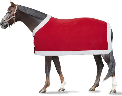 Vista 3 de HORZE Santa Christmas - Manta de forro polar con piel sintética, color rojo, 72 pulgadas