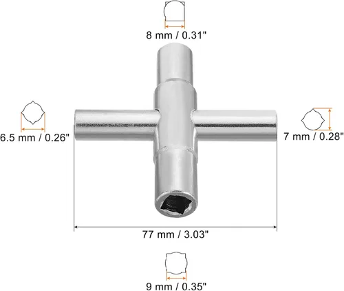 Vista 2 de PATIKIL Llave Sillcock de 4 vías, llave de agua 4 en 1 con 4 llaves de tamaño universal, llave cruzada, herramienta de válvula para reemplazo