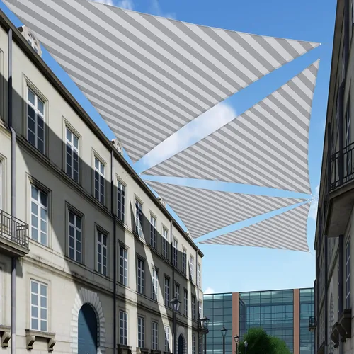 Vista 21 de Tang toldo de sol, velas de sombra 180GSM HDPE Equilateral Triángulo Permeable Toldo estándar comercial personalizable, Beige