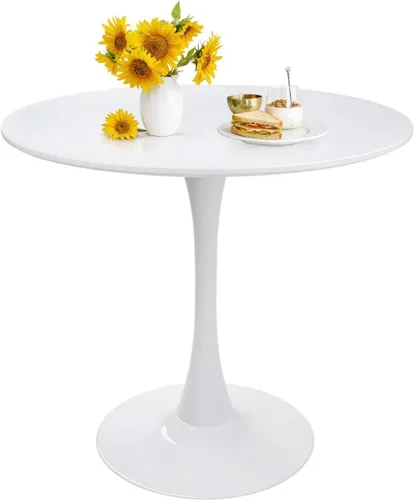 Vista 10 de Small Space - Mesa de comedor redonda de tulipán negro de 27.5 pulgadas, mesa de cocina moderna con base de pedestal para 2-4 personas, fácil