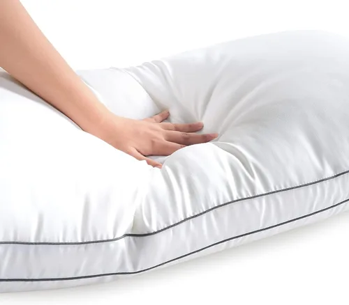 Vista 5 de Almohadas de cama para dormir juego de 2 almohadas de hotel tamaño King almohada reforzada para dormir de espalda estómago o de lado almohada