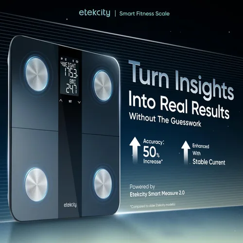 Vista 2 de Etekcity - Báscula inteligente mejorada para peso corporal, apta para FSA y HSA, báscula digital de baño con IMC, grasa corporal, masa muscular, 13