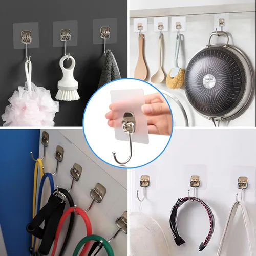 Vista 2 de Antimbee Paquete de 10 ganchos adhesivos grandes, colgadores de corona, ganchos adhesivos resistentes de 37 libras (máx.), gancho de pared adhesivo