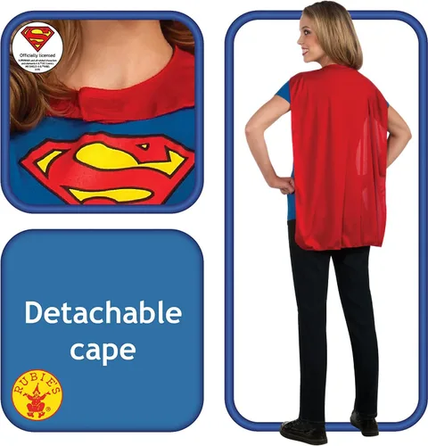Vista 2 de Remera disfraz de Super Chica, de DC Comics, con capa.