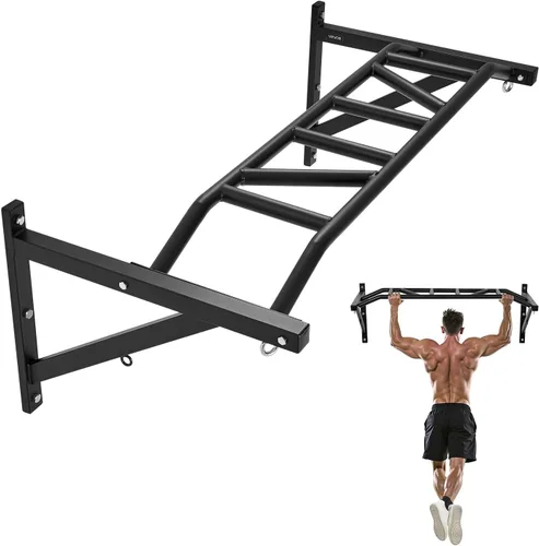 Vista 11 de VEVOR Pull Up Bar, Multi-Grip Wall Mounted Pull Ups, 50 in Width Multifunctional Chin Up Training Station, Heavy Duty Steel Upper Body Workout Bars