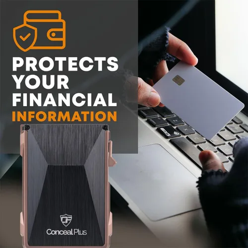 Vista 6 de Conceal Plus - Cartera de piel Card Blocr para tarjetas de crédito, bloqueo RFID, delgada, minimalista, tarjetero, fibra de carbono o saffiano