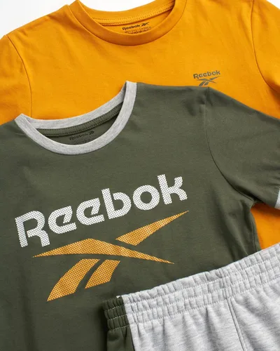 Vista 2 de Reebok Boys' Jogger Set - 3 Piece Short Sleeve T-Shirt and Fleece Joggers (Size 8-12)