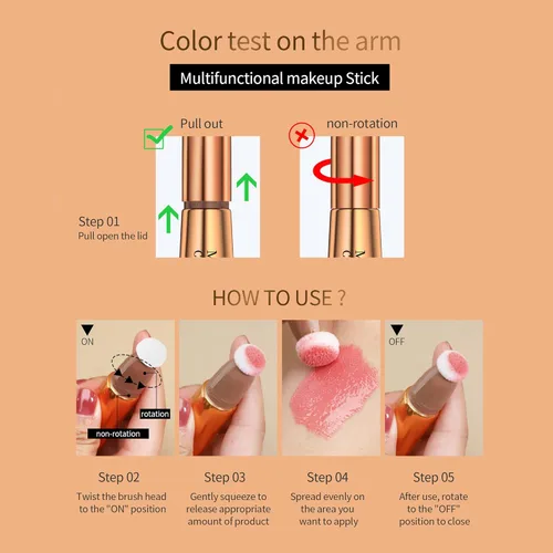 Vista 2 de Cream Contour Beauty Wand, Liquid Contouring with Cushion Applicator, Bronzer Stick Natural Matte Finish, Lightweight Blendable Super Silky Cream