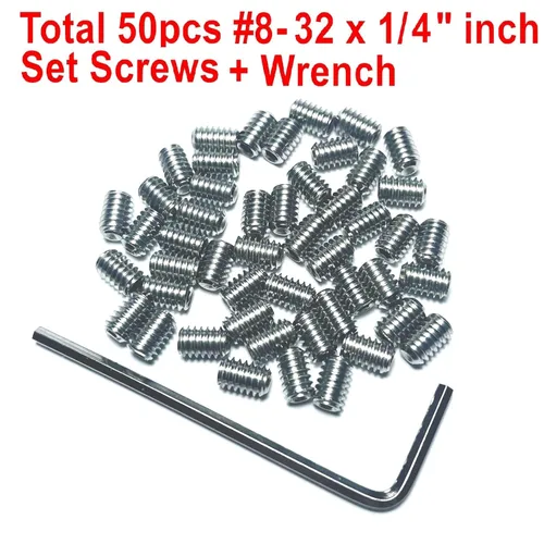 Vista 2 de Juego de 50 tornillos prisioneros 8-32 x 1/4 pulgada de acero inoxidable 304 con cabeza Allen hexagonal y cavidad hexagonal con llave Allen de 5/64
