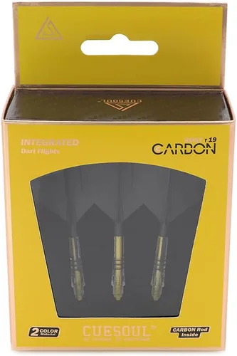 Vista 5 de CUESOUL ROST T19 - Eje de dardo integrado de carbono y vuelo con forma de ala grande, color negro con ejes amarillos