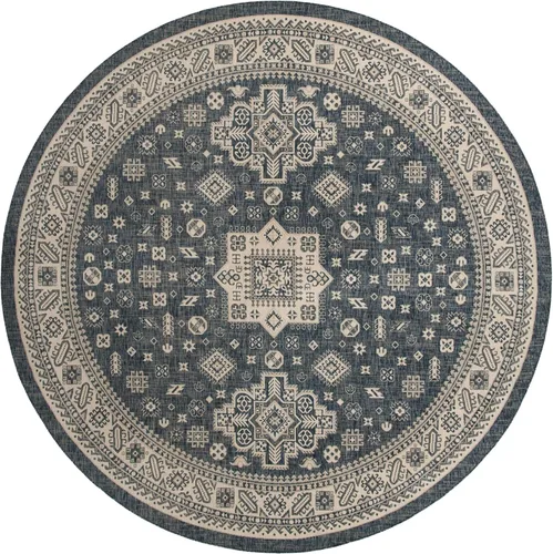 Vista 346 de Unique Loom Outdoor Aztec Collection Alfombra de área, Chalca (7 pies 10 pulgadas, cuadrada, azul/marfil)