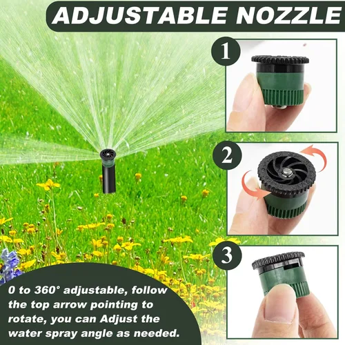 Vista 4 de 10 boquillas de arco variable 12AN, cabezales de aspersor emergentes de repuesto giratorios de 360 grados compatibles con Rainbird Hunter para riego