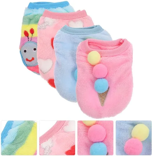 Vista 7 de POPETPOP 4 piezas de ropa de conejo, suéter de invierno para perros pequeños, abrigos cálidos de invierno, ropa para mascotas, chaleco de conejo