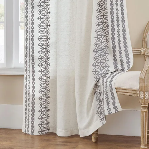 Cortinas de Lino Natural de 63 Pulgadas de Largo, Juego de 2 Paneles para Sala de Estar y Dormitorio, Cortinas Semitransparentes con Ojales que