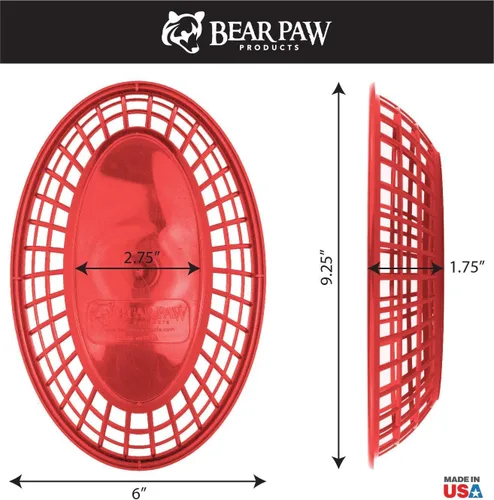 Vista 3 de Bear Paws - Cestas de comida - Cesta de plástico - Cestas de pan ovaladas - Cesta para servir - Cestas de restaurante - Bandeja de delicatessen