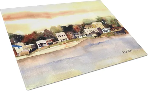 Vista 35 de Caroline's Treasures 1002LCB Barq's, Crabs and Spices Tabla de cortar de vidrio grande decorativa de vidrio templado Tabla de cortar y servir