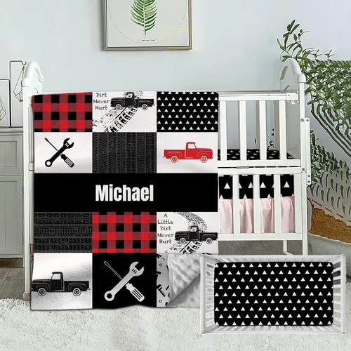 Vista 13 de Juego de ropa de cama personalizado para cuna para niñas bebés, juego personalizado para niño con nombre, ropa de cama de bebé con lindo panda