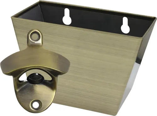 Vista 7 de Abridor de tapas de botella negro montado en la pared abrebotellas de cerveza con tapa colector acero inoxidable