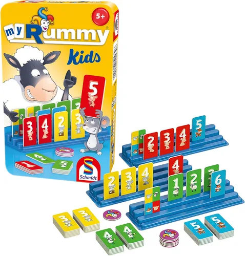 Schmidt Spiele 51439 MyRummy Kids, Bring Me with Game in a Metal Tin, Colourful