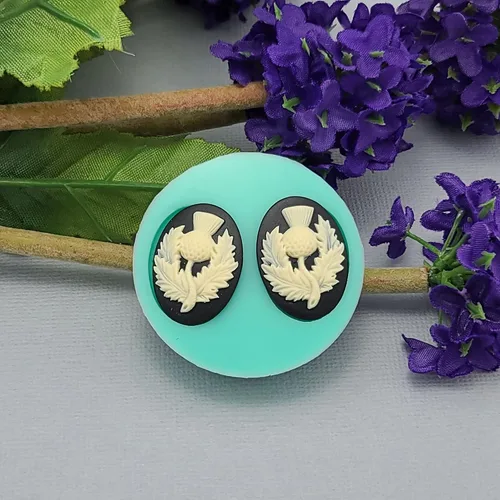 FS Molde de silicio de marca Cardo Planta 2 Cameos Flexible para Artesanías, Joyería, Resina, Scrapbooking, arcilla polimérica