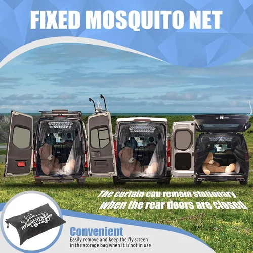 Vista 5 de Red magnética para puerta de furgoneta, compatible con Mercedes Sprinter, Ford Transit (grande: 83 x 59 pulgadas)