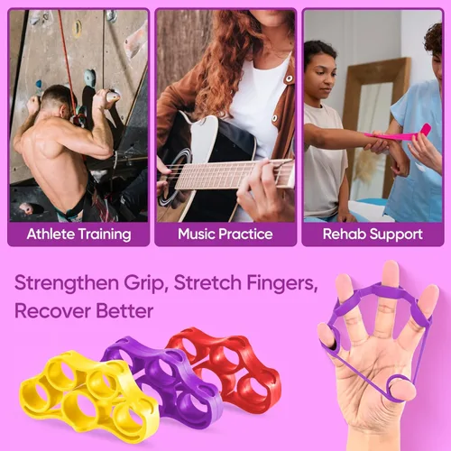 Vista 6 de FitBeast Grip Strength Trainer – 6 Pieces Hand Therapy Kit with Finger Extension Exerciser & Stress Balls for Adults, Rehab & Strength Training