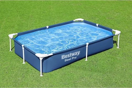 Vista 8 de Bestway Steel Pro - Piscina rectangular de 87 pulgadas x 59 pulgadas x 17 pulgadas con marco de metal sobre el suelo, para exteriores, color azul