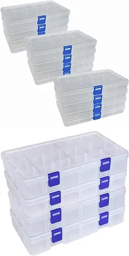 Organizador de plástico Contenedor 15 rejillas y caja de almacenamiento 18 rejillas