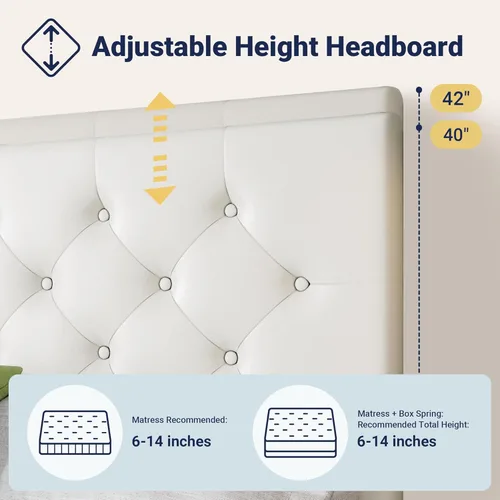 Vista 4 de Allewie - Base de cama con plataforma tapizada tamaño Queen, con 4 cajones de almacenamiento y cabecera, botón cosido en forma de diamante, base