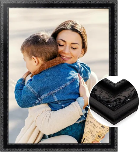 Vista 12 de Marco para retrato, negro, con bordes grabados 1.5 in de ancho.